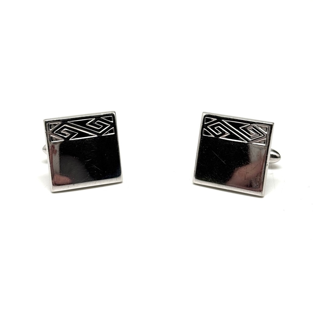 Vintage SWANK Silver-Tone Square Cufflinks with Geometric Detail